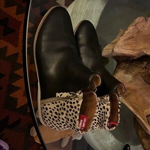 Rollie Black and Animal Print Boots